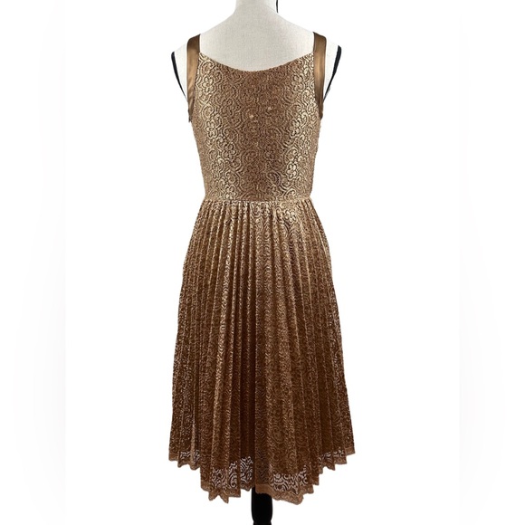 Betsey Johnson Vintage 90’s Gold Lace Cocktail Dress- Size 4 - Picture 4 of 7